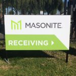 Custom branded wayfinding post and panel sign